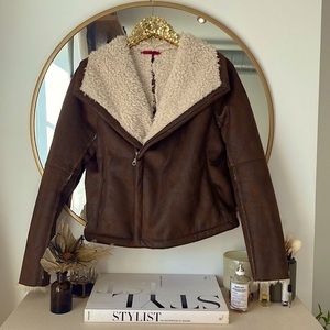 Velvet Graham & Spencer Moto/Penny Lane Faux Suede Sherpa Coat